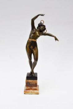 Nude Dancer - patinated bronze, granite - Carl Kauba - 1910